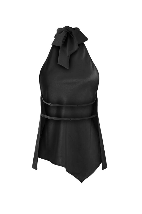 Trendyol Top halter espalda descubierta negro