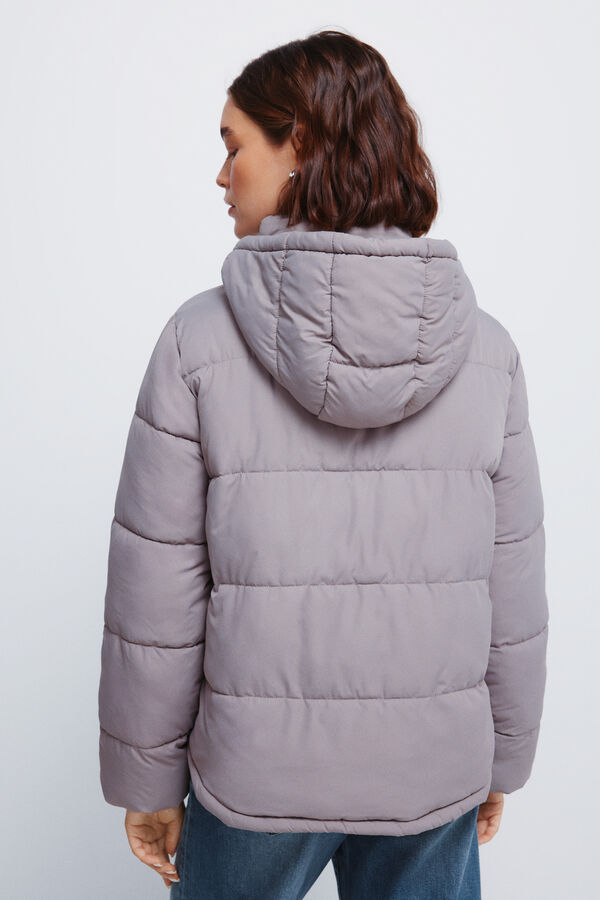 Springfield Casaco acolchoada com capuz em poliéster reciclado Caqui escuro