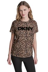 DKNY T-shirt de manga curta estampada castanho