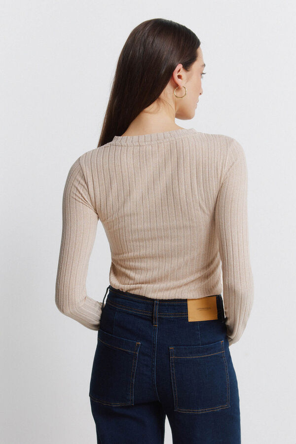 Springfield Camiseta canal&eacute; cuello botones tostado