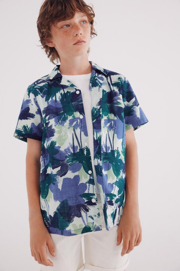Springfield Kids Camisa flores menino azul