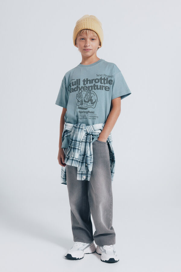 Springfield Kids Camiseta caveira para meninos azul