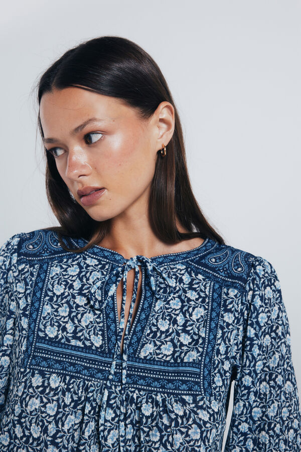 Springfield Blusa boho cenefas azul