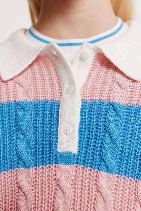 Springfield Kids Camisola polo de riscas para menina rosa