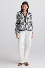 Springfield Blusa estampada com folhos bege