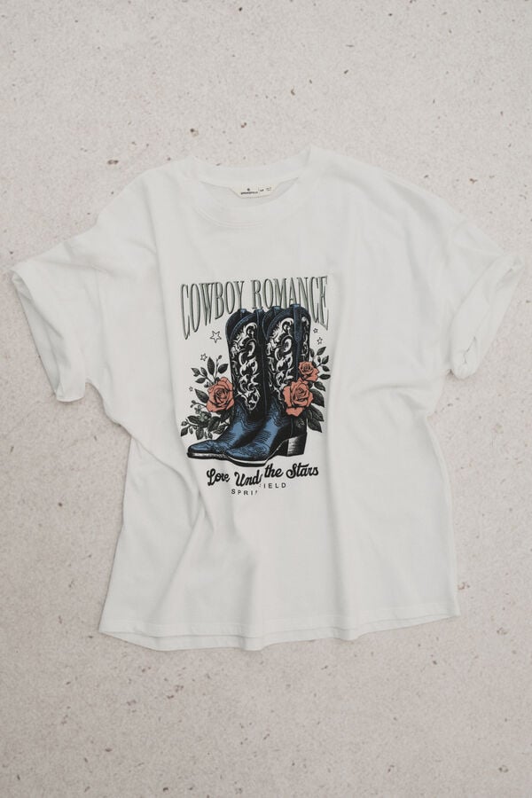Springfield Camiseta gráfica ocidental cru