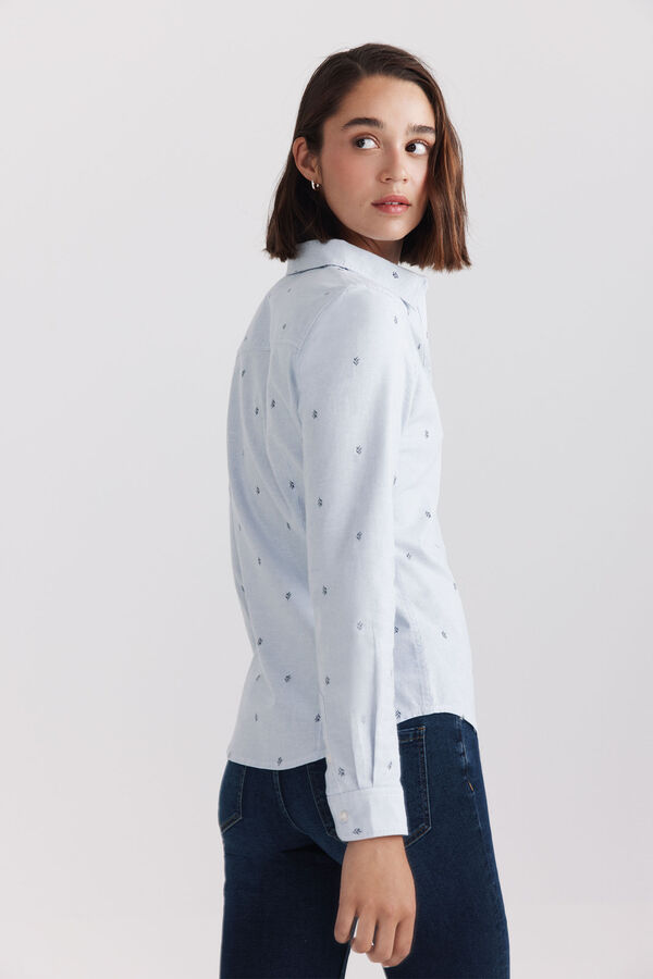 Springfield Blusa b&aacute;sica oxford azul