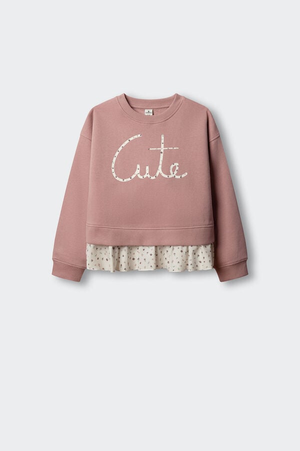 Springfield Kids Sweatshirt bimaterial "Cute" menina rosa