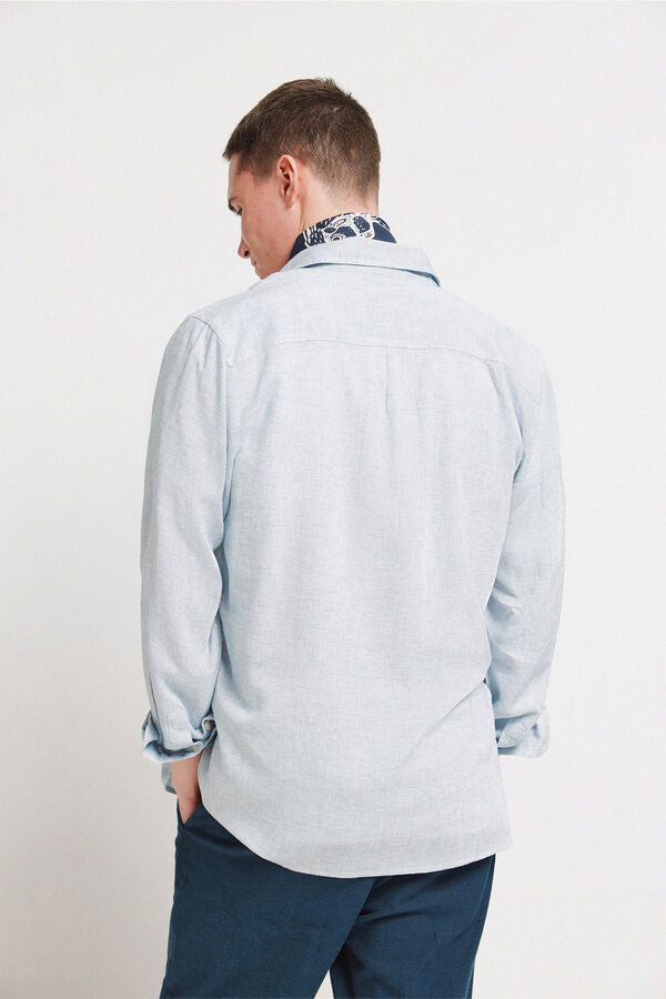 Springfield End-on-end linen viscose shirt blue