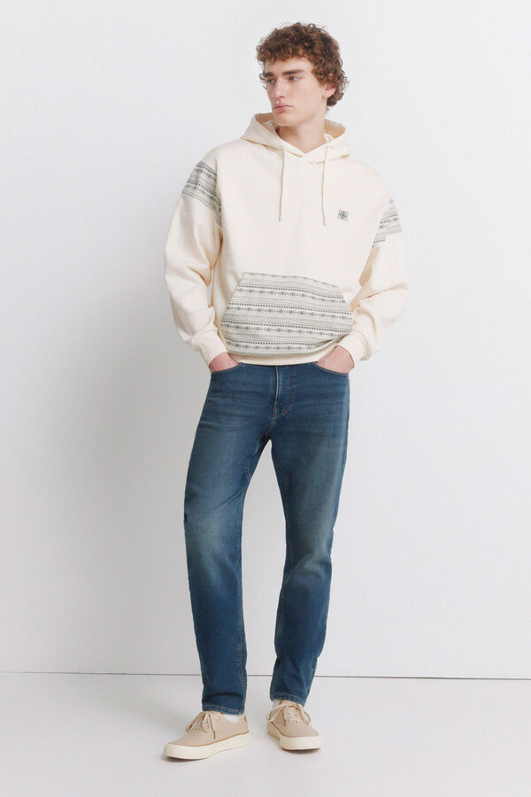 Springfield Sweatshirt com capuz e bolso &eacute;tnico branco