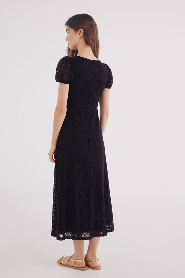 Springfield Vestido midi com decote fenda preto