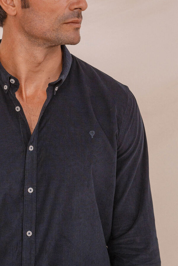 Celopman Camisa micro veludo azul