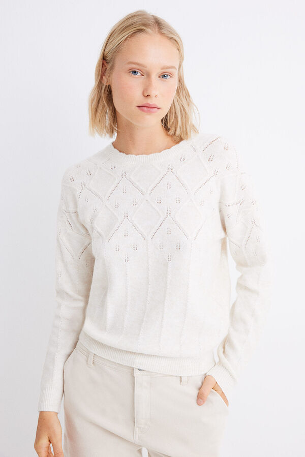 Springfield Front pointelle sweater ecru