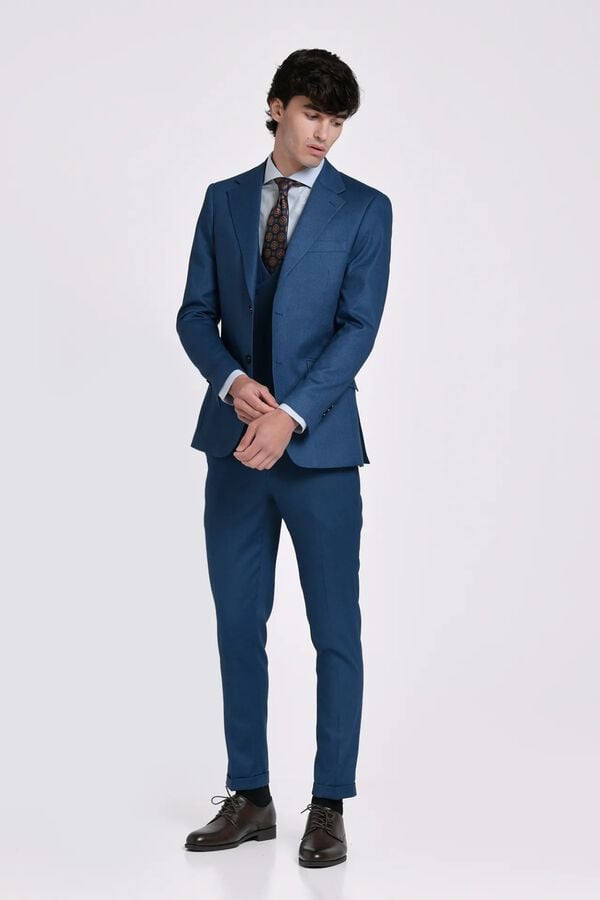JVZ Blazer de fato texturizado azul