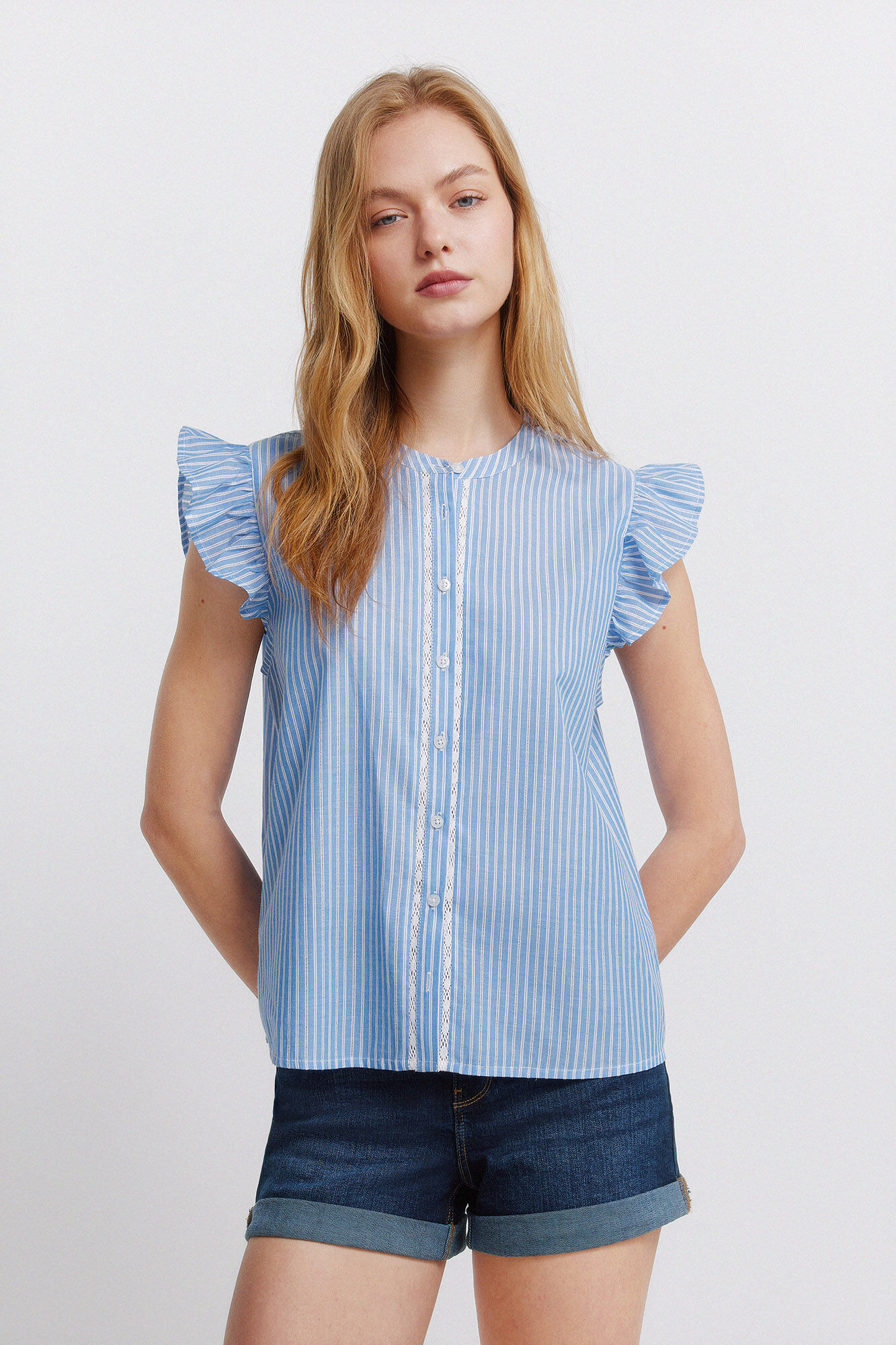 Springfield Blusa lace volante