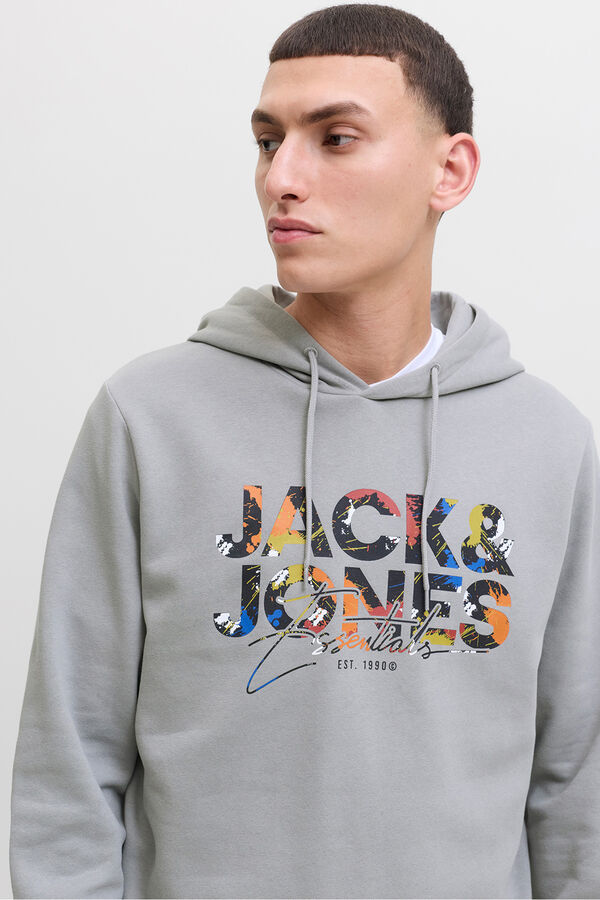 Jack & Jones Sudadera regular fit estampada gris