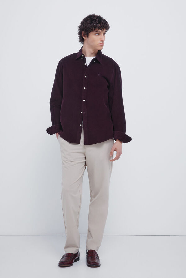 Springfield Camisa de micro veludo cotel&ecirc; vermelho