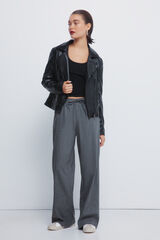 Springfield Calças jogger riscas de lurex cinzento