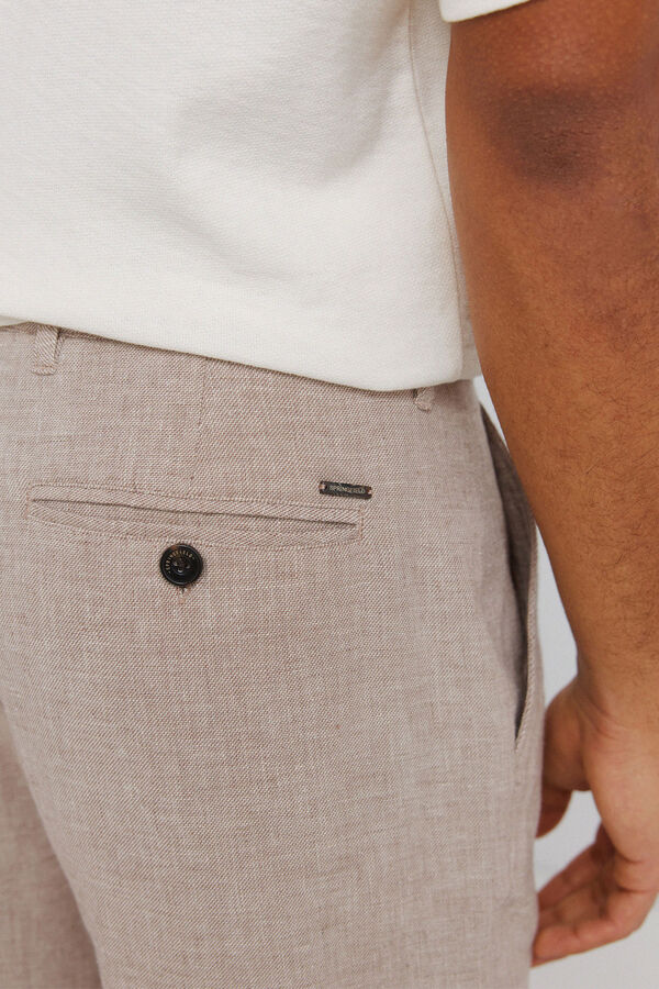 Springfield Cal&ccedil;as slim fit confort&aacute;veis de estrutura de linho cru