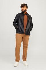 Jack & Jones Blusão com efeito couro PLUS preto