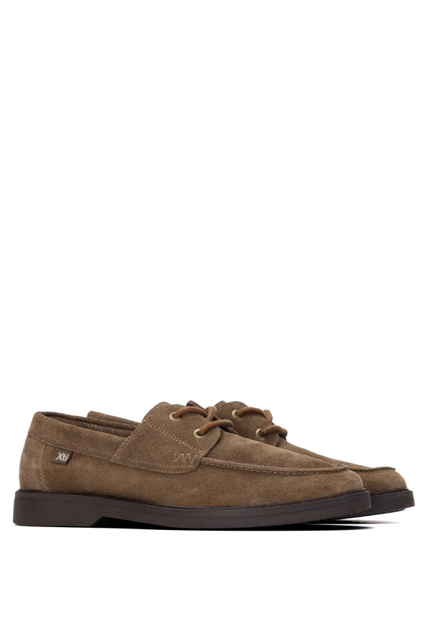 XTI Mocasin serraje con cordones beige