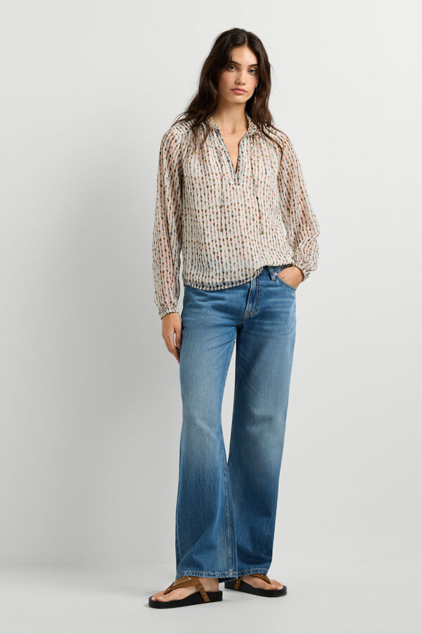 Pepe Jeans Blusa fluida com fitas e borlas estampado