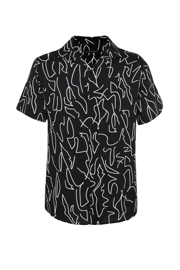 Trendyol Camisa estampada de manga curta preto