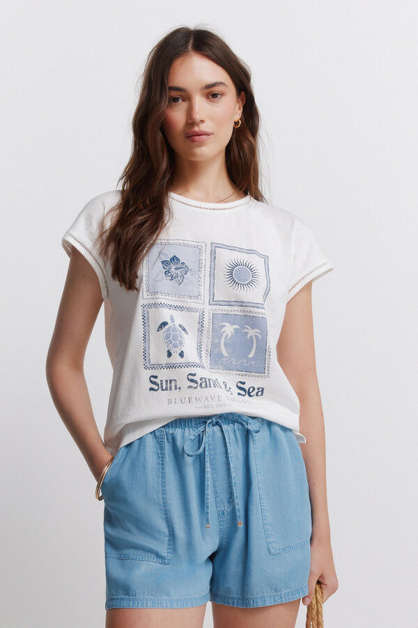 Springfield T-shirt de manga curta com desenho bege