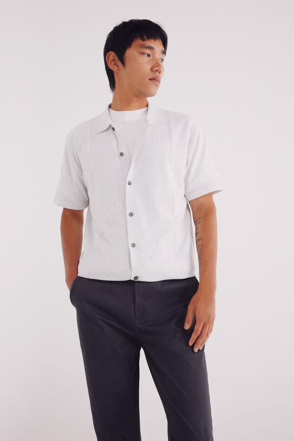 Springfield Calça calças chino slim fit com micro estampa cinzento