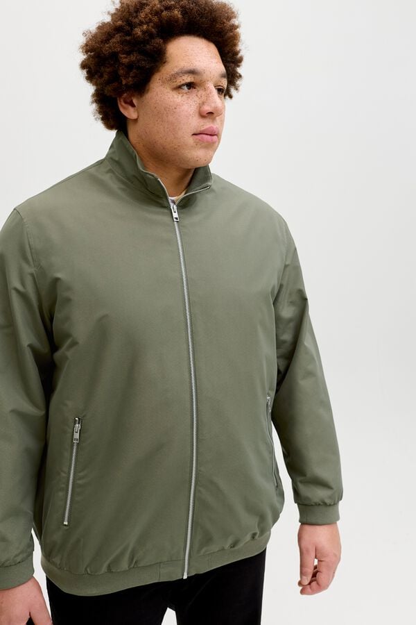 Jack & Jones PLUS Jaqueta bomber de gola alta cru