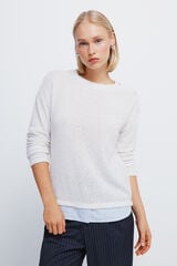 Springfield T-shirt combinada chenille bege