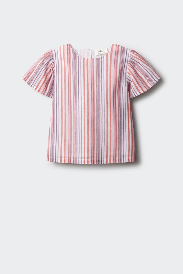 Springfield Kids Blusa manga curta &agrave;s riscas de lurex menina rosa