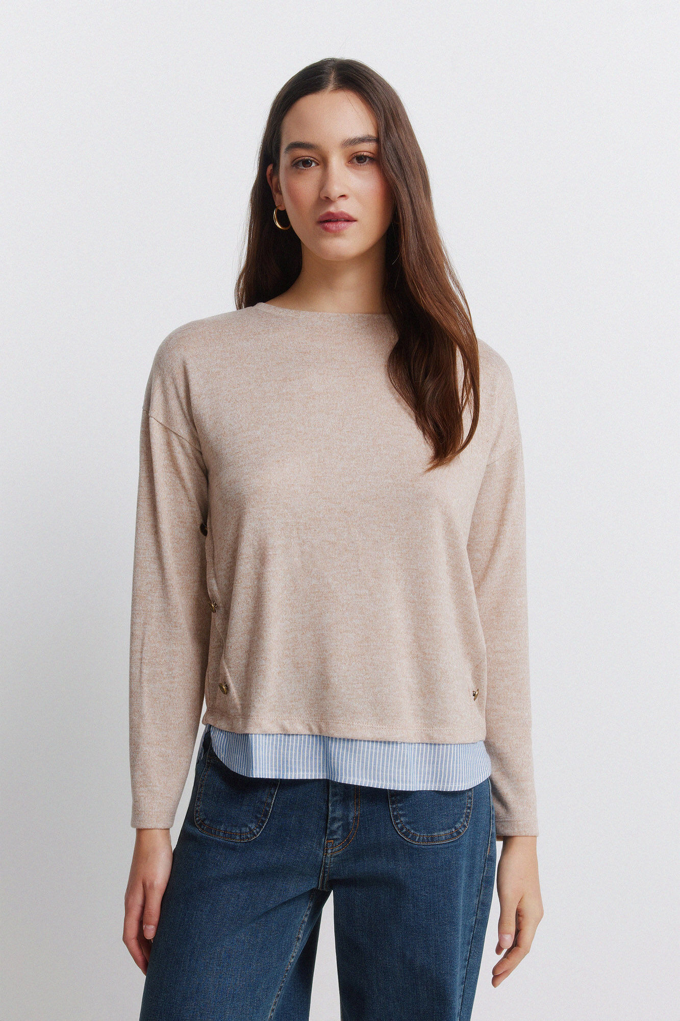 Springfield Camiseta combinada botones lateral