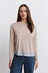 Springfield T-shirt combinada com bot&otilde;es laterais castanho