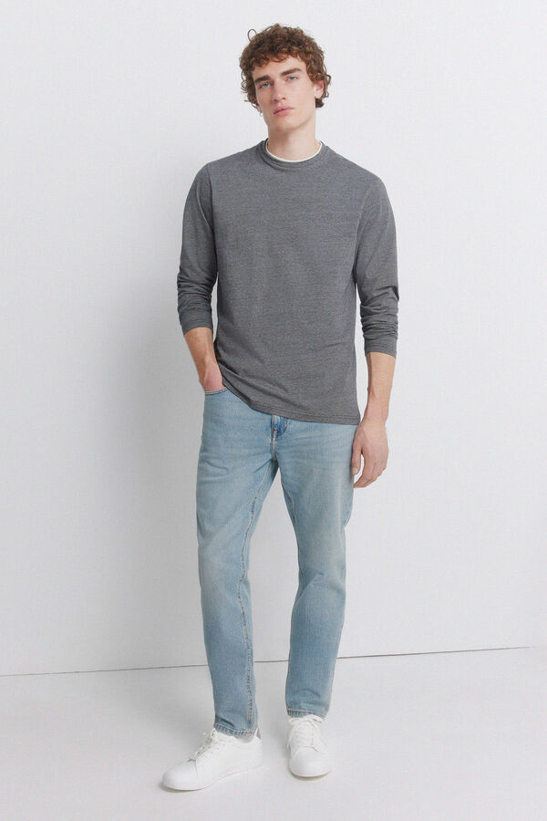 Springfield long sleeve T-shirt with double micro-stripe black