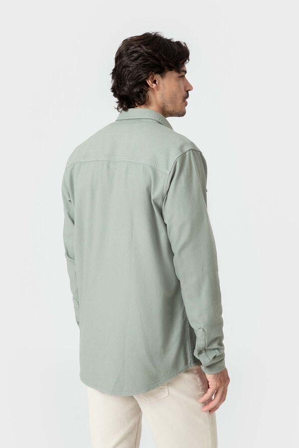 Celopman Sobrecamisa de ganga diagonal verde