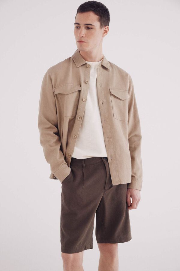 Springfield Bermuda slim fit em linho cru