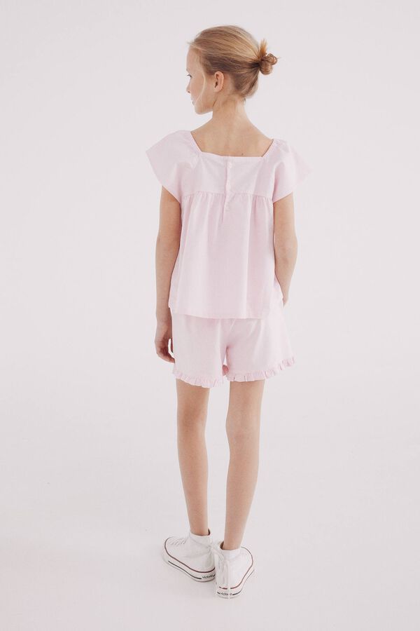 Springfield Kids Calções às riscas oxford de menina rosa