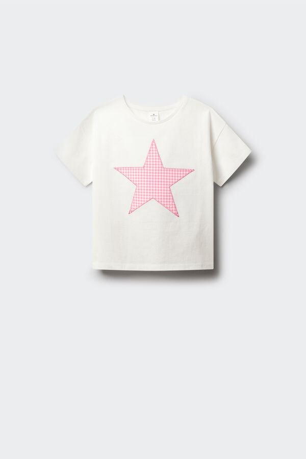 Springfield Kids T-shirt de manga curta estampado vichy menina bege