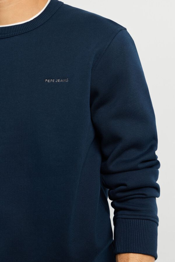 Pepe Jeans Sweatshirt com logo gola redonda azul