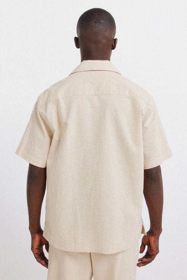 Springfield Linen bowling short sleeve shirt grey