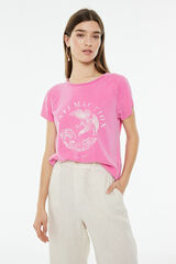 System Action Camiseta manga curta fúcsia rosa