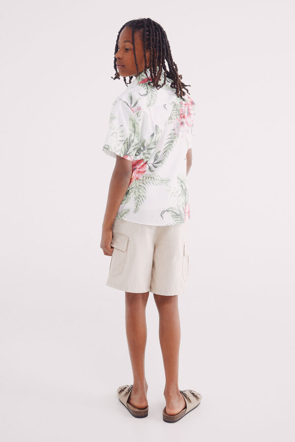 Springfield Kids Shorts cargo de linho para meninos branco