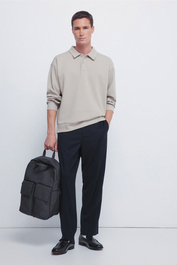 Springfield Polo piqu&eacute; manga comprida interlock boxy fit cru