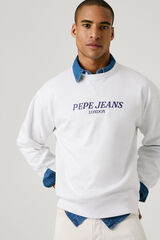 Pepe Jeans  Sweatshirt com gola redonda , logo frontal e estampado nas costas.  branco