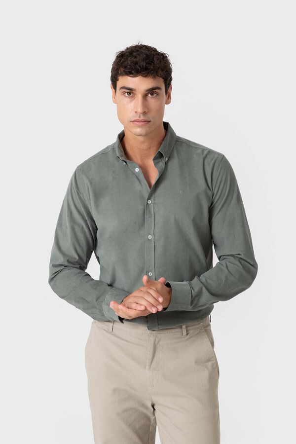 Celopman Camisa de microcanelado verde
