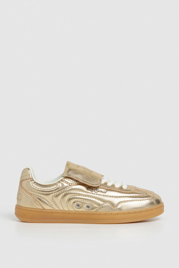 Pepe Jeans Tênis de couro metálico amarelo