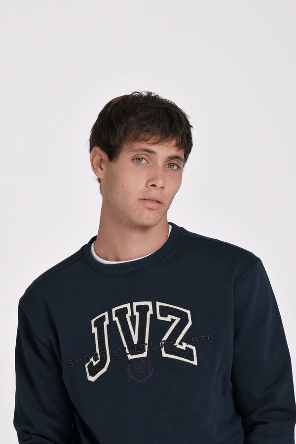 JVZ Sweatshirt de gola redonda com logo azul