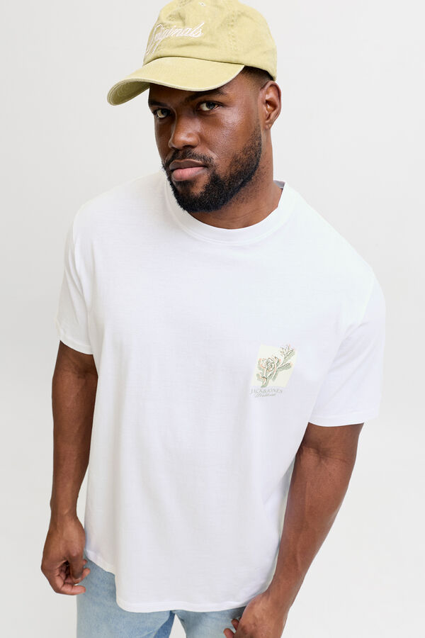 Jack & Jones PLUS T-shirt de algod&atilde;o estampada branco