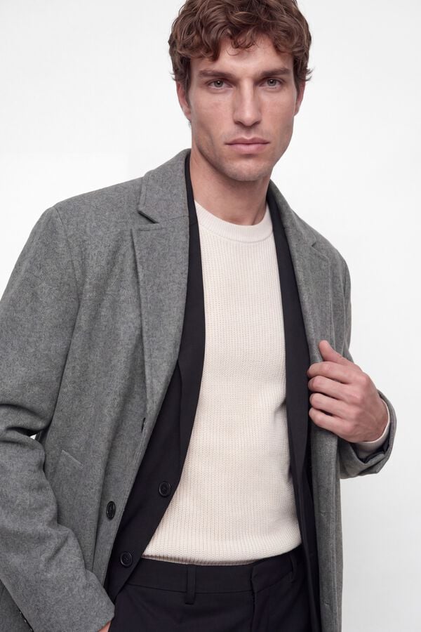 Jack & Jones Sobretudo abotoado comprido pelo joelho cinzento